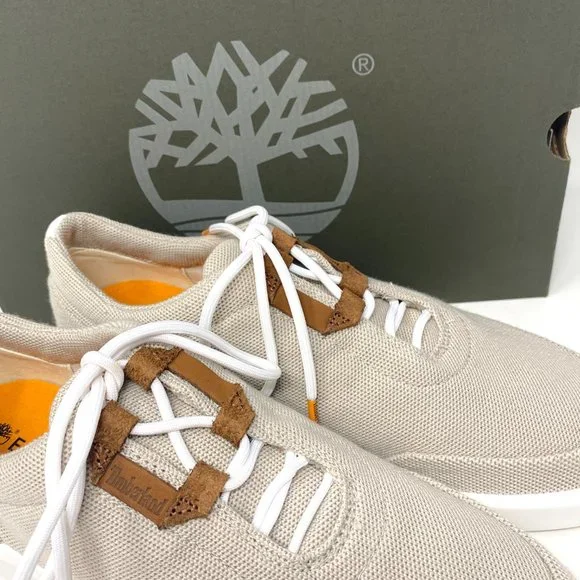 Timberland Truecloud EK Leather Fabric OX White Tan Knit Men's TB 0A28FN F48 - Picture 6 of 11